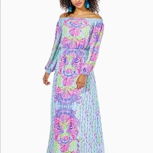 Bria off shoulder Lily Pulitzer maxi dress Sea shellabration NWT size large